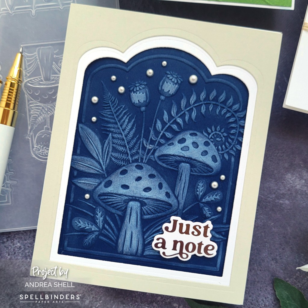 Just a Note Mushroom Card by Andrea Shell | Mushrooms From Me to You 3D Emboss & Cut Folder by Spellbinders