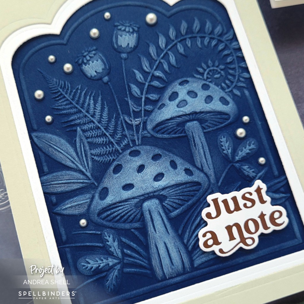Just a Note Mushroom Card by Andrea Shell | Mushrooms From Me to You 3D Emboss & Cut Folder by Spellbinders