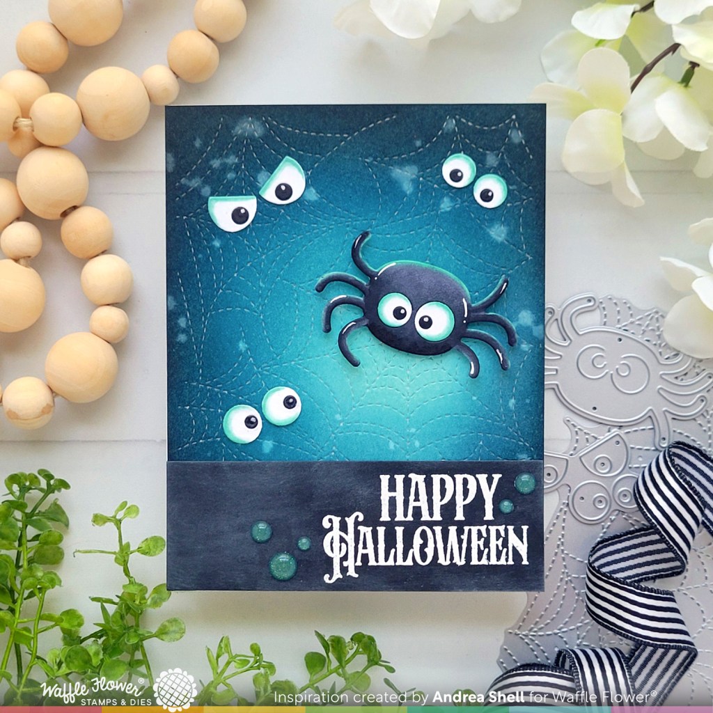 Scaredy Spider card by Andrea Shell | Cute Spiders Dies by Waffle Flower Crafts