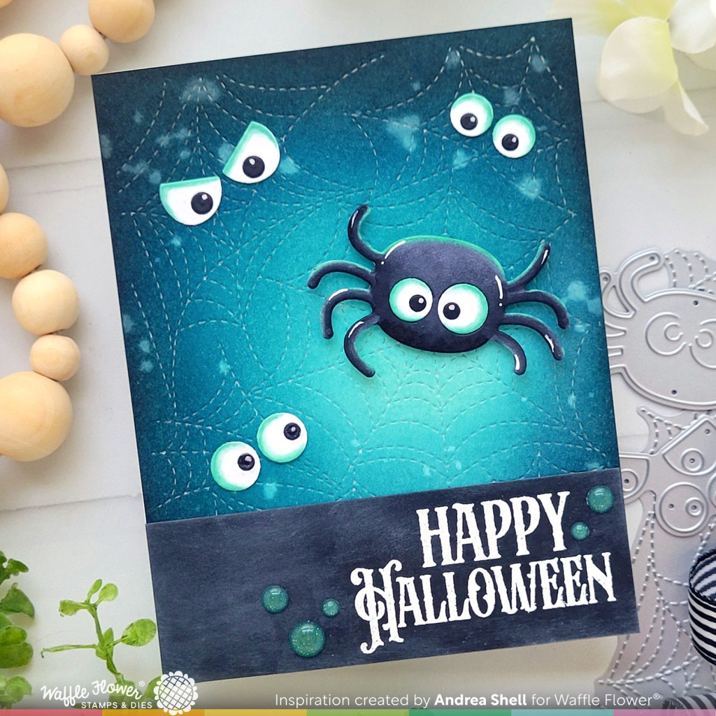 Scaredy Spider card by Andrea Shell | Cute Spiders Dies by Waffle Flower Crafts
