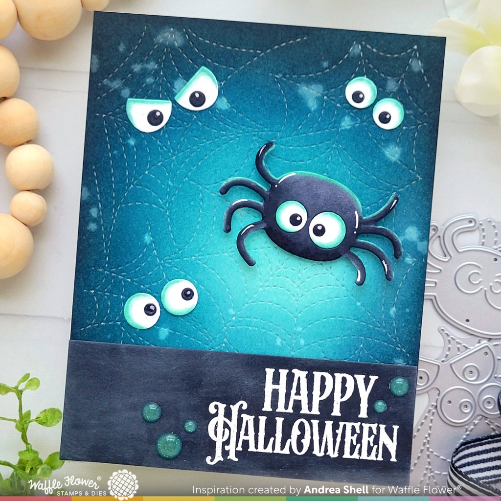 Scaredy Spider card by Andrea Shell | Cute Spiders Dies by Waffle Flower Crafts