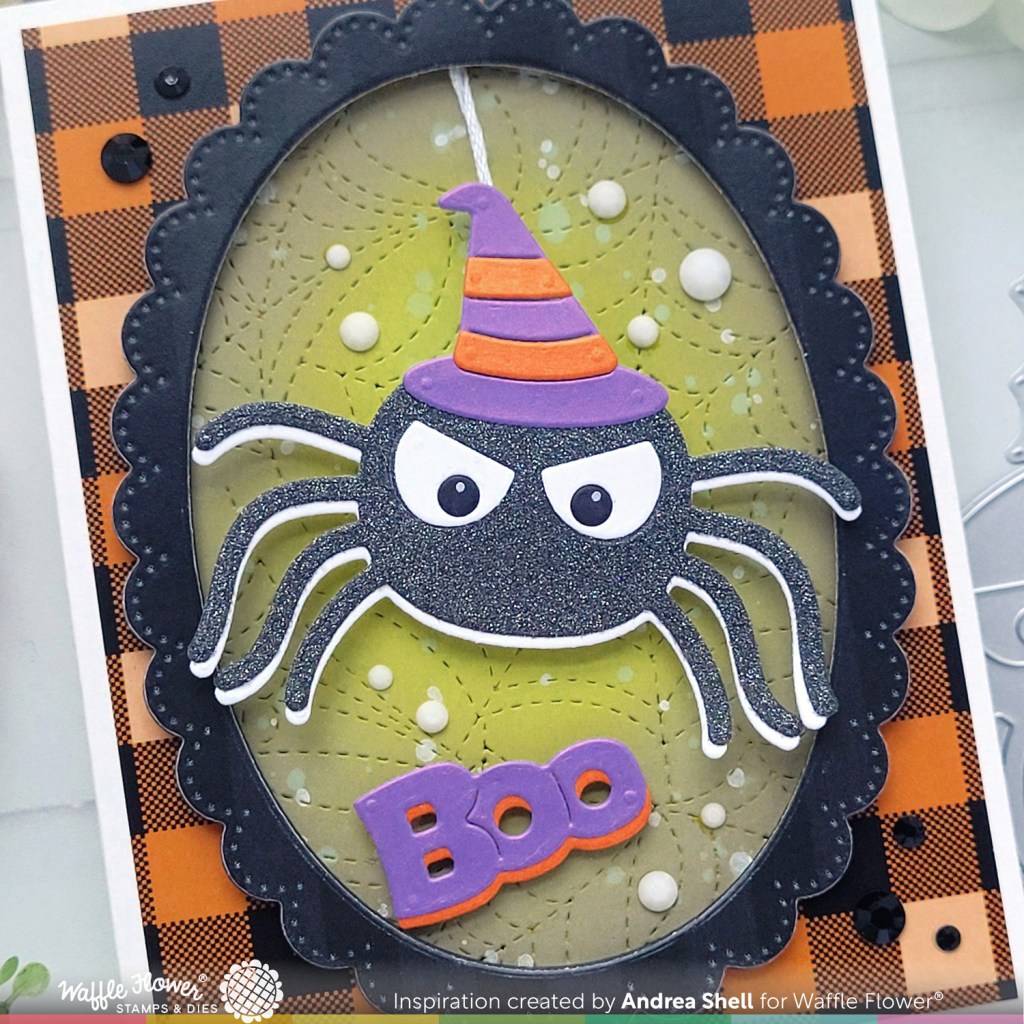 Witch Spider card by Andrea Shell | Cute Spiders Dies by Waffle Flower Crafts