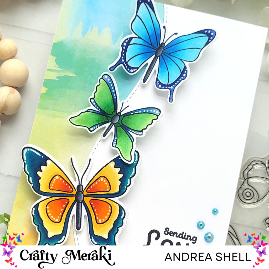 Butterfly Love card by Andrea Shell | Butterfly Bliss stamp by Crafty Meraki
