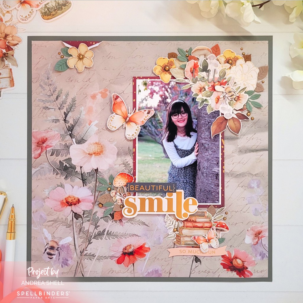 Beautiful Smile Layout by Andrea Shell | Woodland Tales Collection by Spellbinders