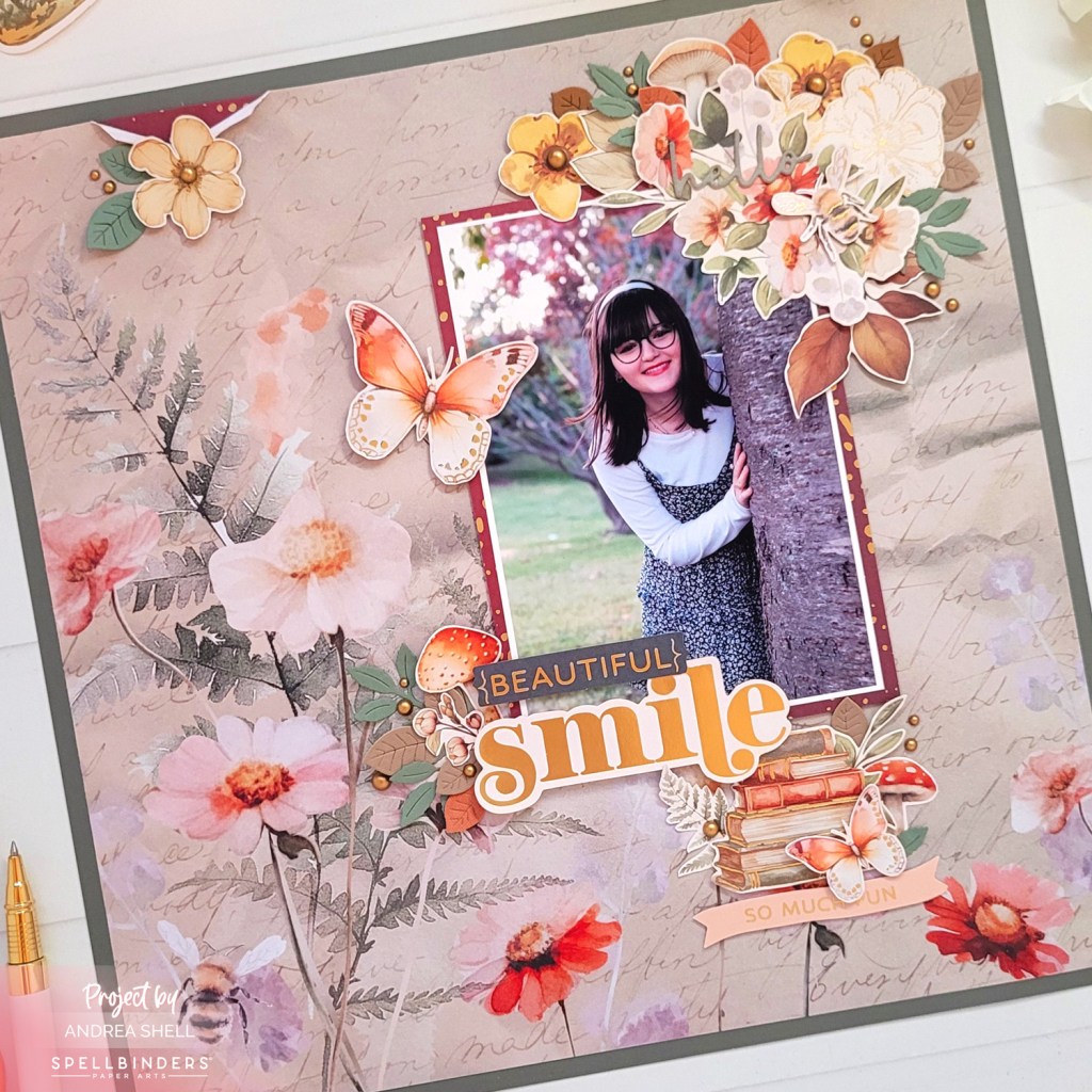 Beautiful Smile Layout by Andrea Shell | Woodland Tales Collection by Spellbinders