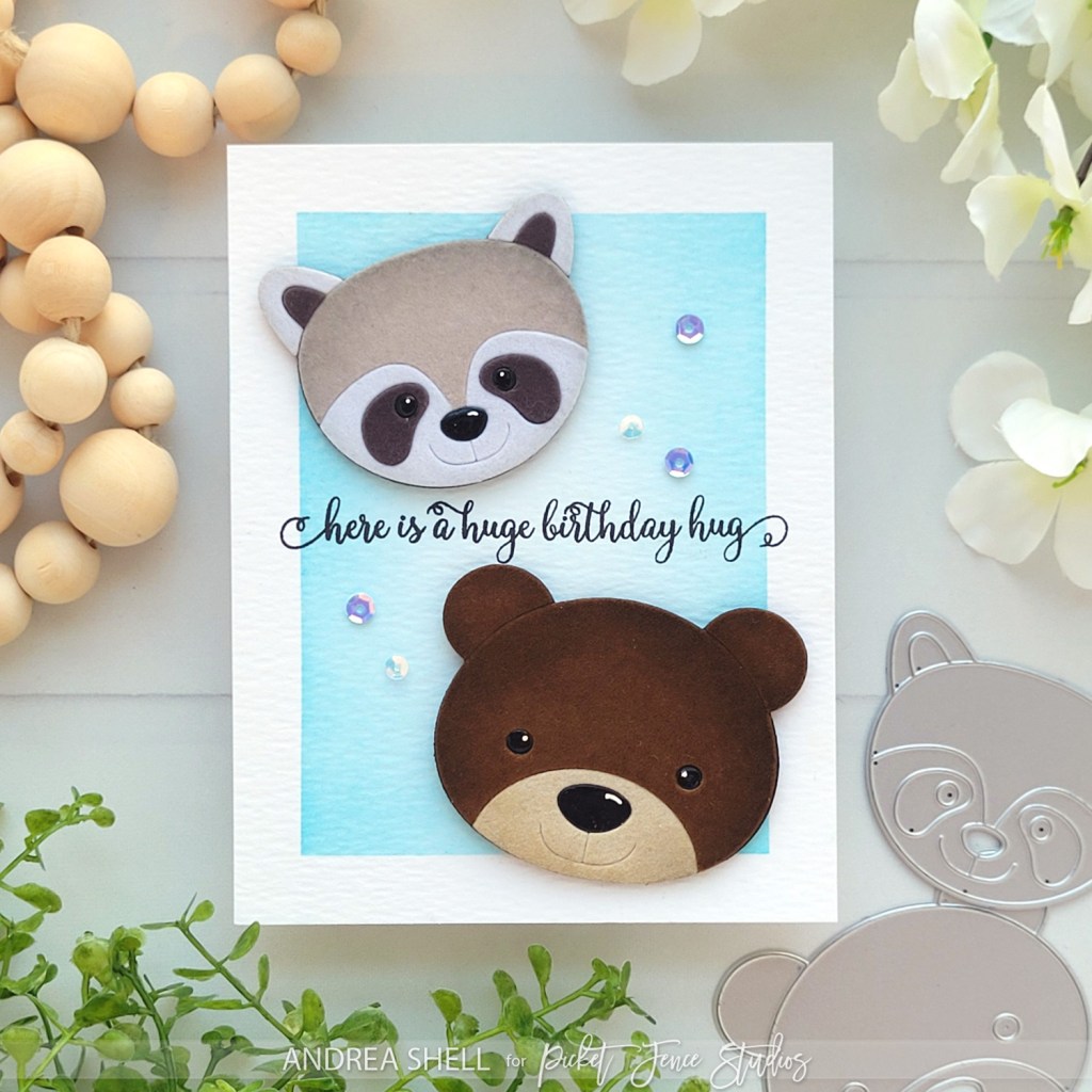 Flocked Critters birthday hug card by Andrea Shell |  A Perfect Way to Say Hello kit by Picket Fence Studios