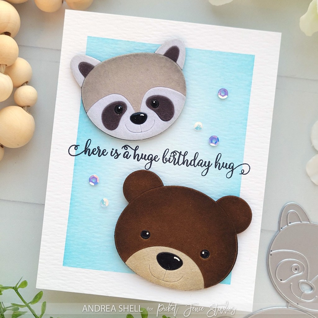 Flocked Critters birthday hug card by Andrea Shell |  A Perfect Way to Say Hello kit by Picket Fence Studios