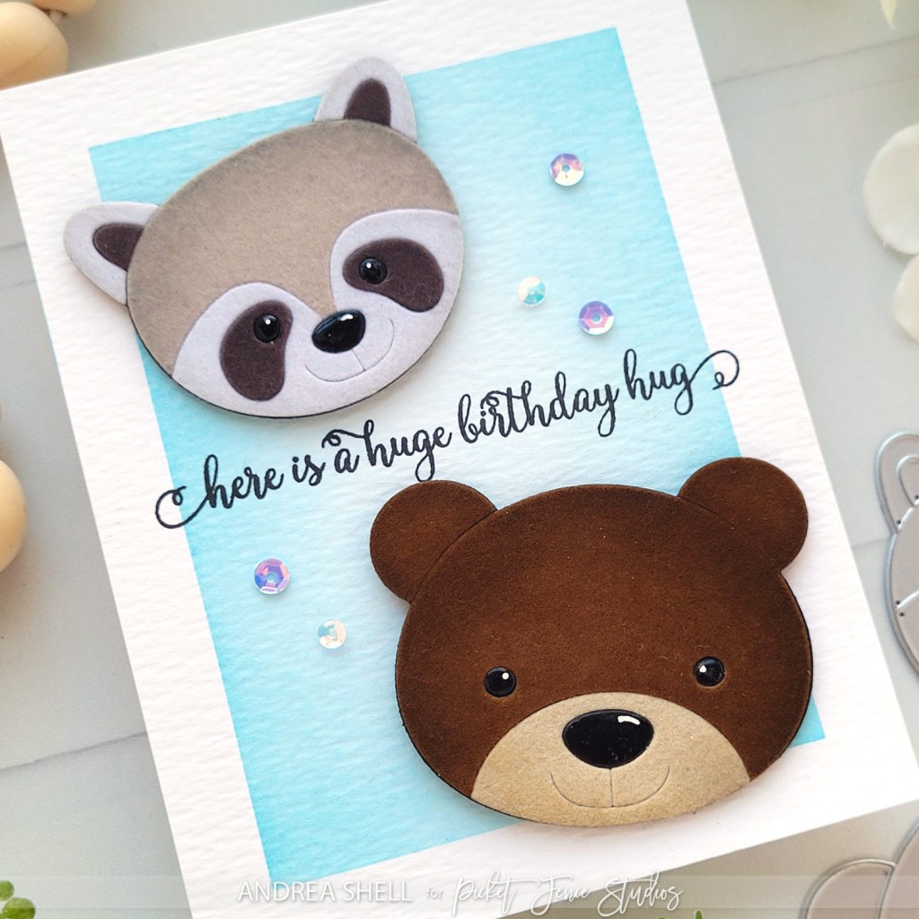 Flocked Critters birthday hug card by Andrea Shell |  A Perfect Way to Say Hello kit by Picket Fence Studios