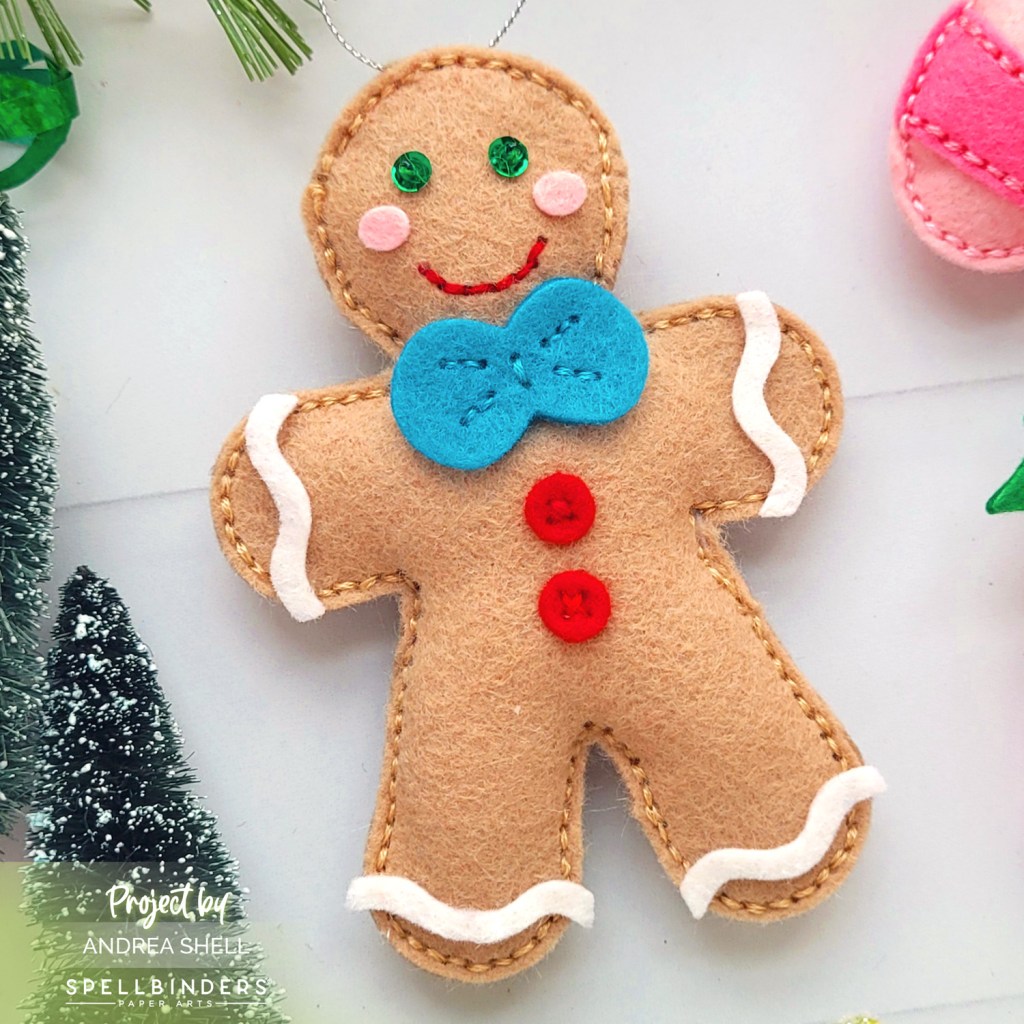 Felt Gingerbread Man Ornament by Andrea Shell | Felt Gingerbread Boy & Girl Dies by Spellbinders