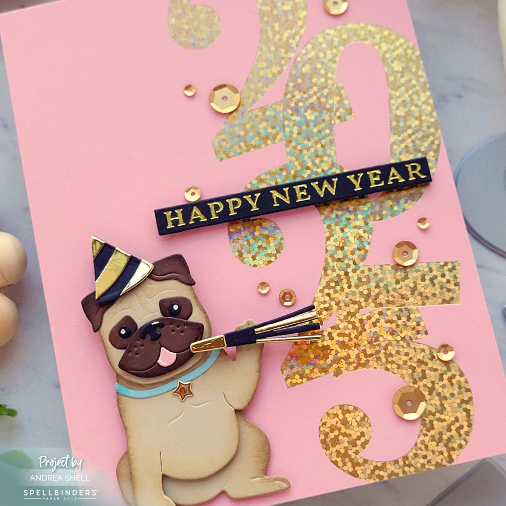 2025 New Year card by Andrea Shell | Bold Color Mix Numbers Press Plates by Spellbinders