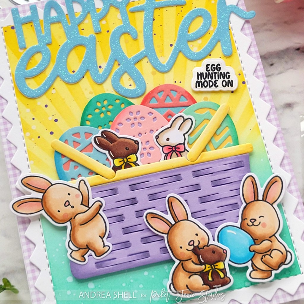 Easter Basket card by Andrea Shell | Follow that Bunny stamp by Picket Fence Studios