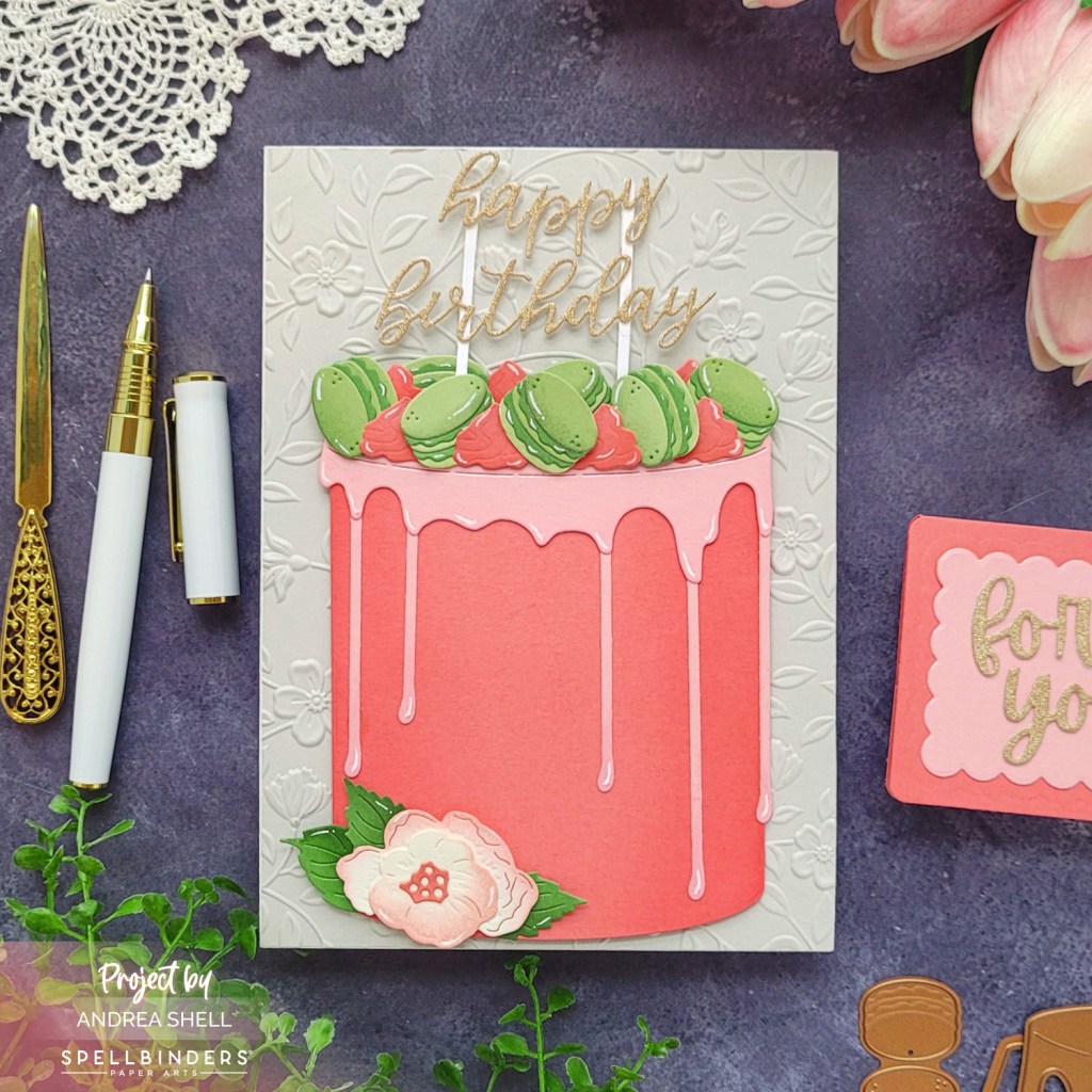 Pink Birthday Cake card by Andrea Shell | Ganache Gateau Dies by Spellbinders