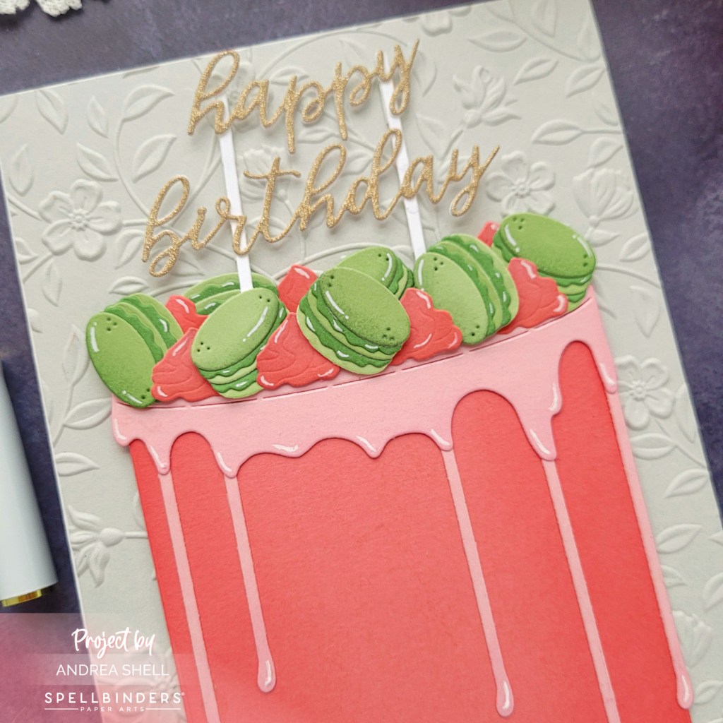 Pink Birthday Cake card by Andrea Shell | Ganache Gateau Dies by Spellbinders