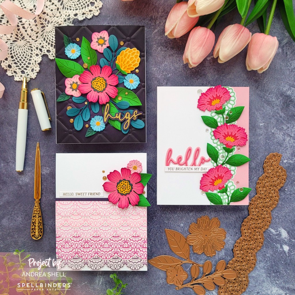Floral cards by Andrea Shell | Vivid Expressions collection by Spellbinders