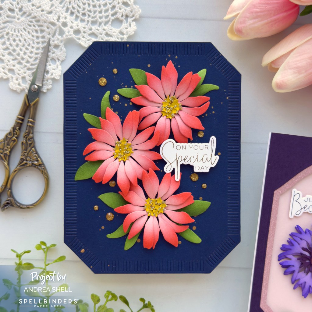 Pink Daisies Special Day card by Andrea Shell | Lavender Mountain Daisy Dies by Spellbinders