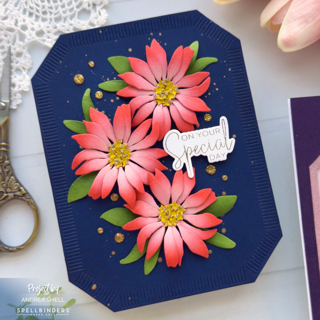Pink Daisies Special Day card by Andrea Shell | Lavender Mountain Daisy Dies by Spellbinders