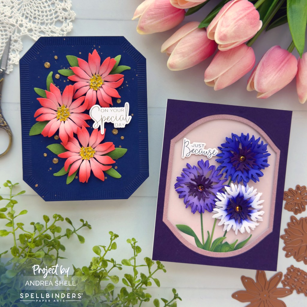 Floral cards by Andrea Shell | Through the Meadow Collection by Spellbinders