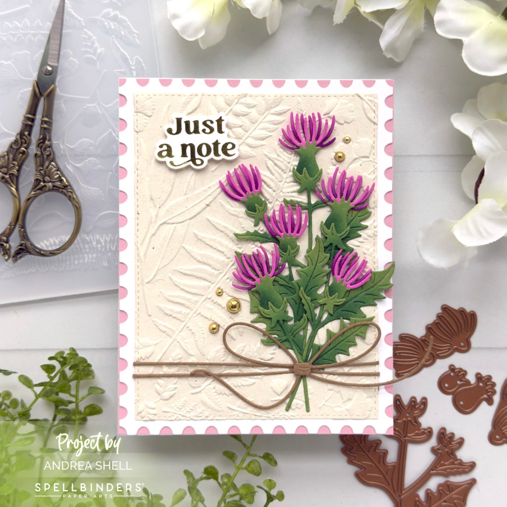 Purple Thistles card by Andrea Shell | Field Notes Wildflowers Dies by Spellbinders