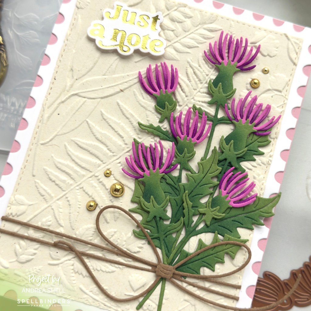 Purple Thistles card by Andrea Shell | Field Notes Wildflowers Dies by Spellbinders