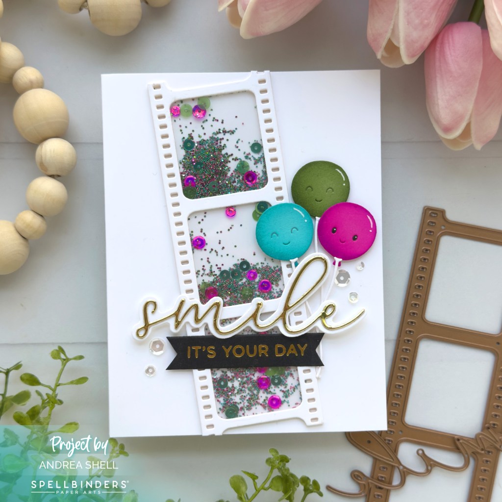 Smile Shaker card by Andrea Shell | My Life in Pictures Dies by Spellbinders
