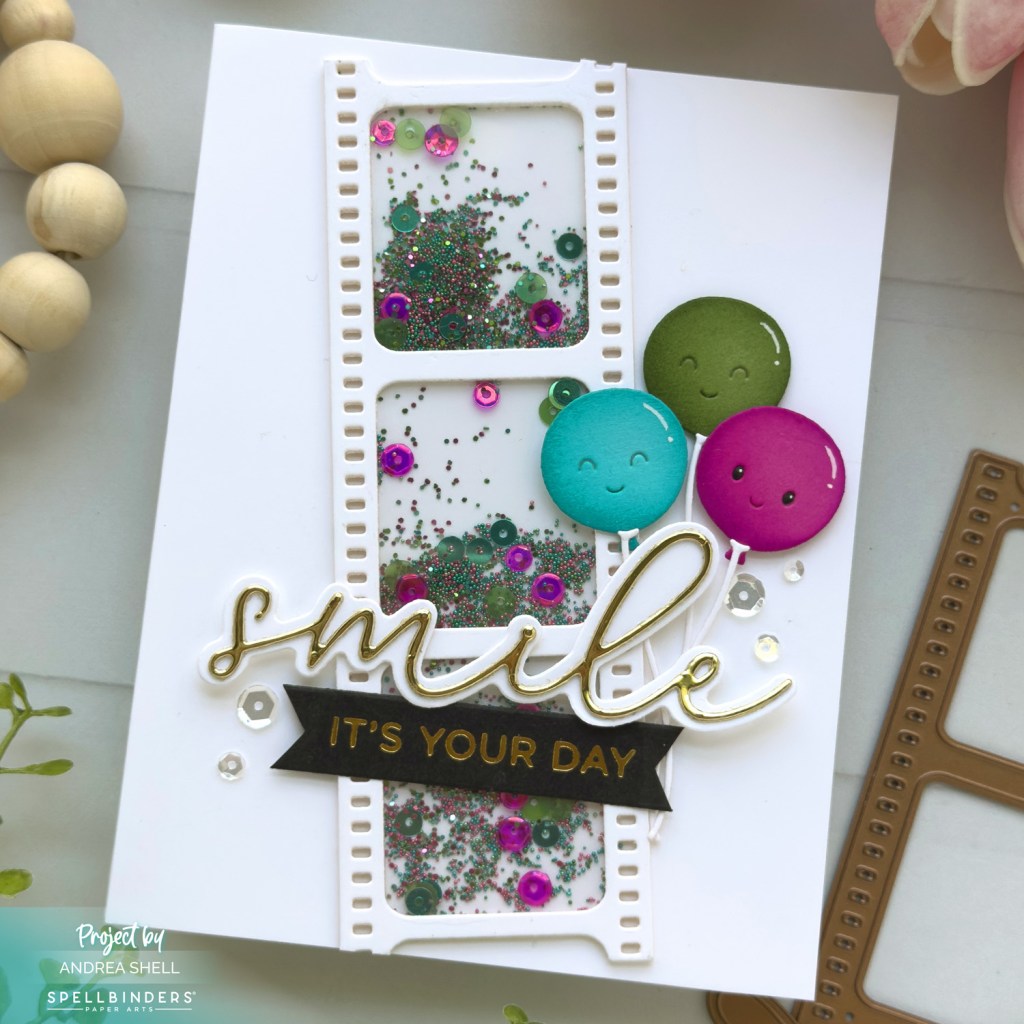 Smile Shaker card by Andrea Shell | My Life in Pictures Dies by Spellbinders