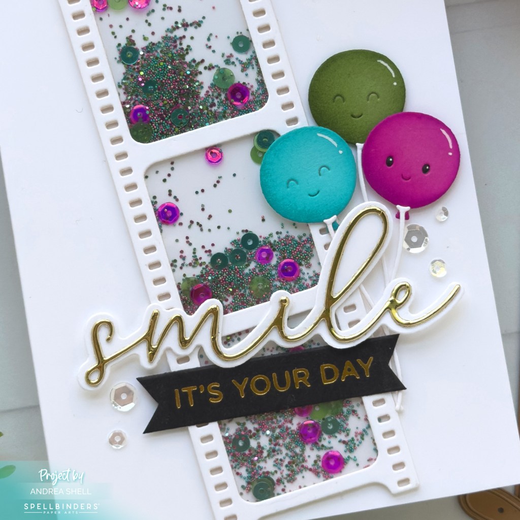 Smile Shaker card by Andrea Shell | My Life in Pictures Dies by Spellbinders