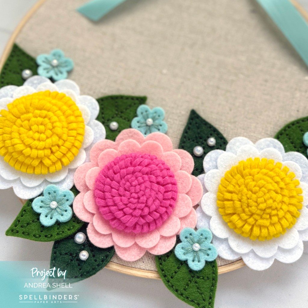 Felt Flower Wreath by Andrea Shell | Felt Sunflower Bloom Dies by Spellbinders