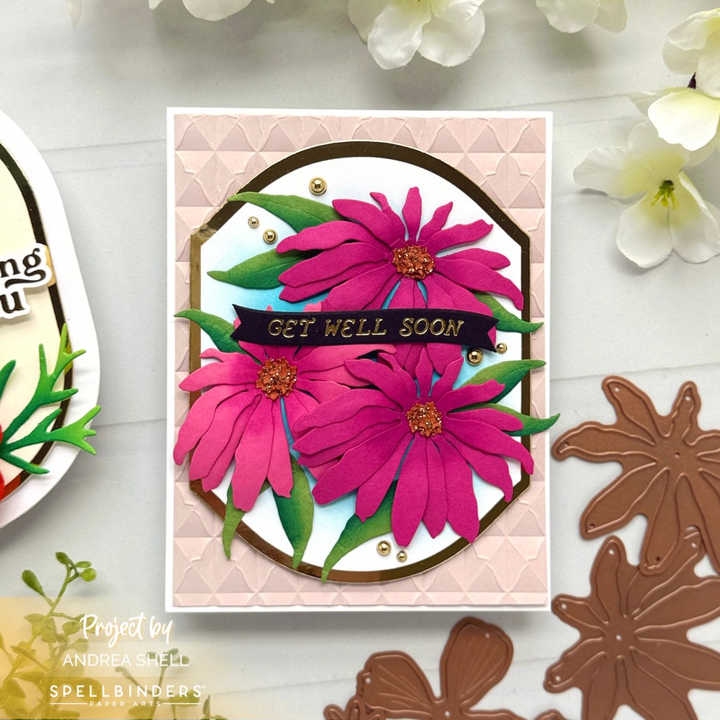 Pink Coneflowers card by Andrea Shell | Echinacea Dies by Spellbinders