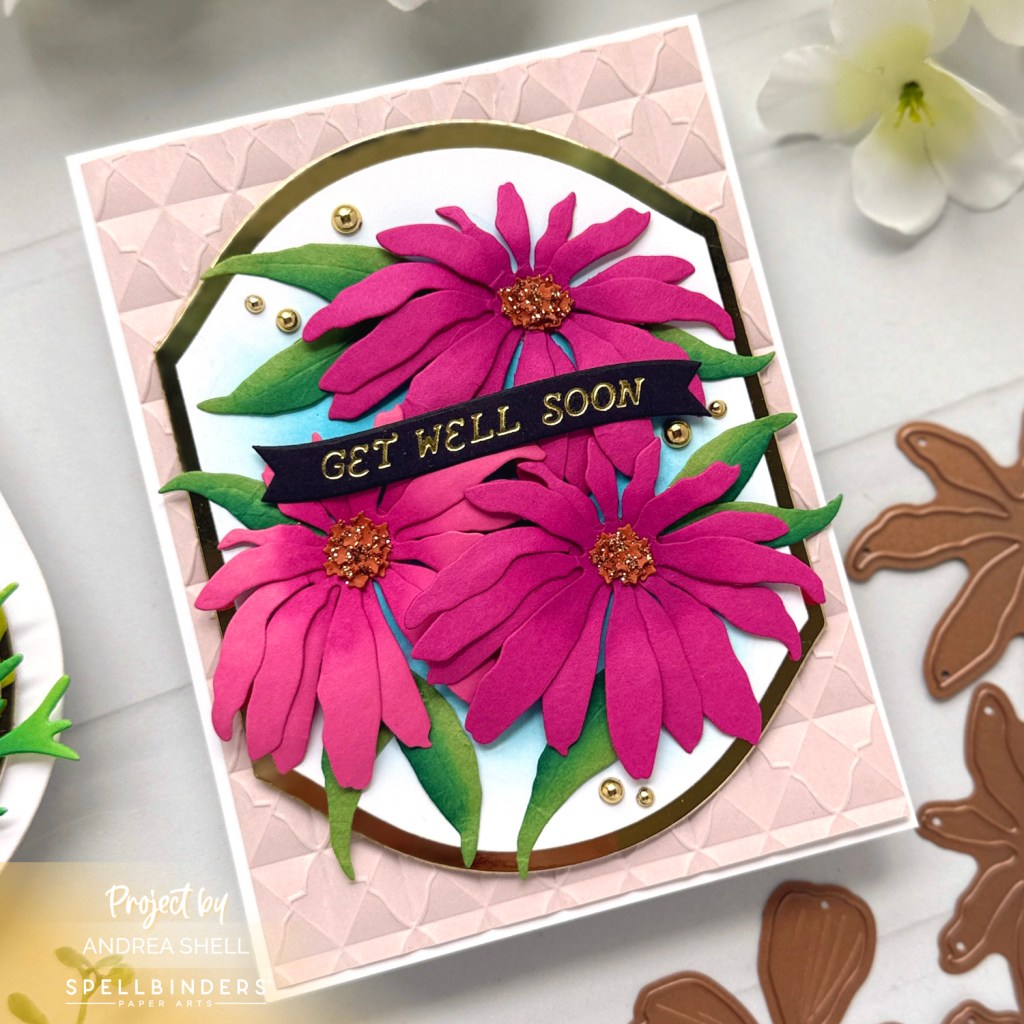 Pink Coneflowers card by Andrea Shell | Echinacea Dies by Spellbinders