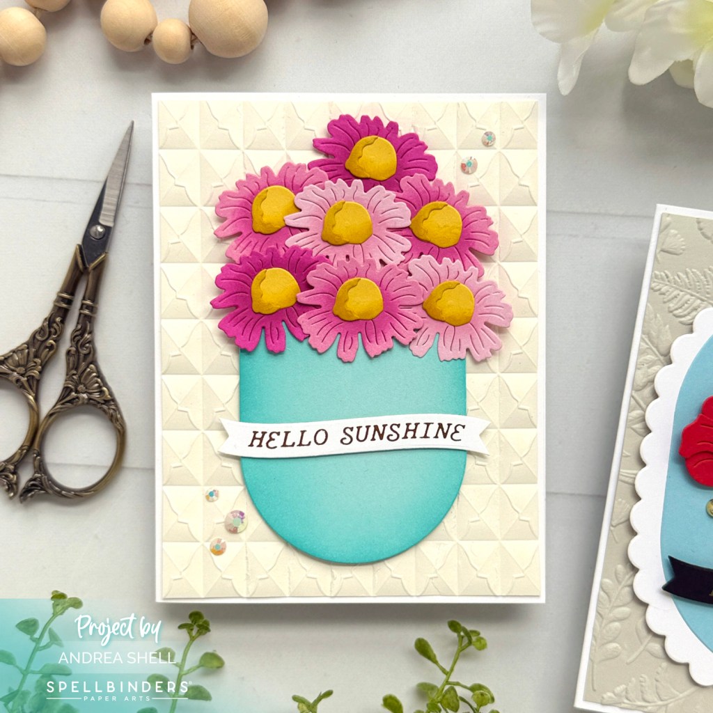 Pink Daisies card by  Andrea Shell | Layered Wildflowers Dies by Spellbinders