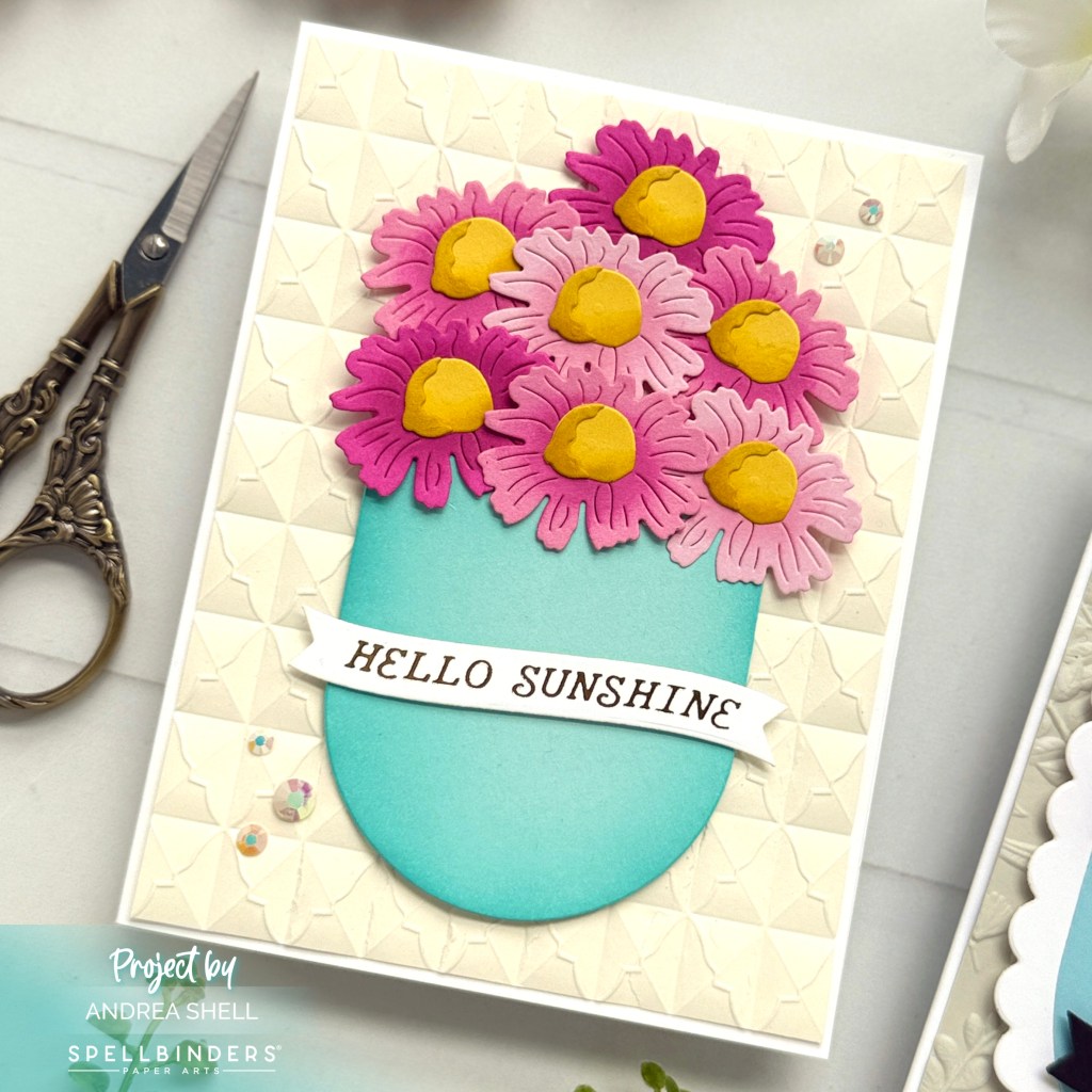 Pink Daisies card by  Andrea Shell | Layered Wildflowers Dies by Spellbinders