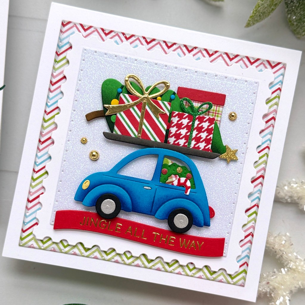 Jingle All the Way card by Andrea Shell | Yuletide Ride Dies by Spellbinders
