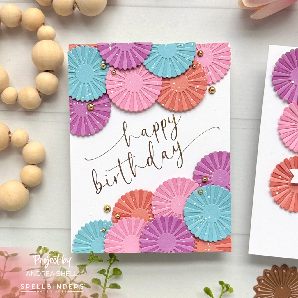 Paper Fans Happy Birthday card by Andrea Shell | Flags & Banners Dies by Spellbinders