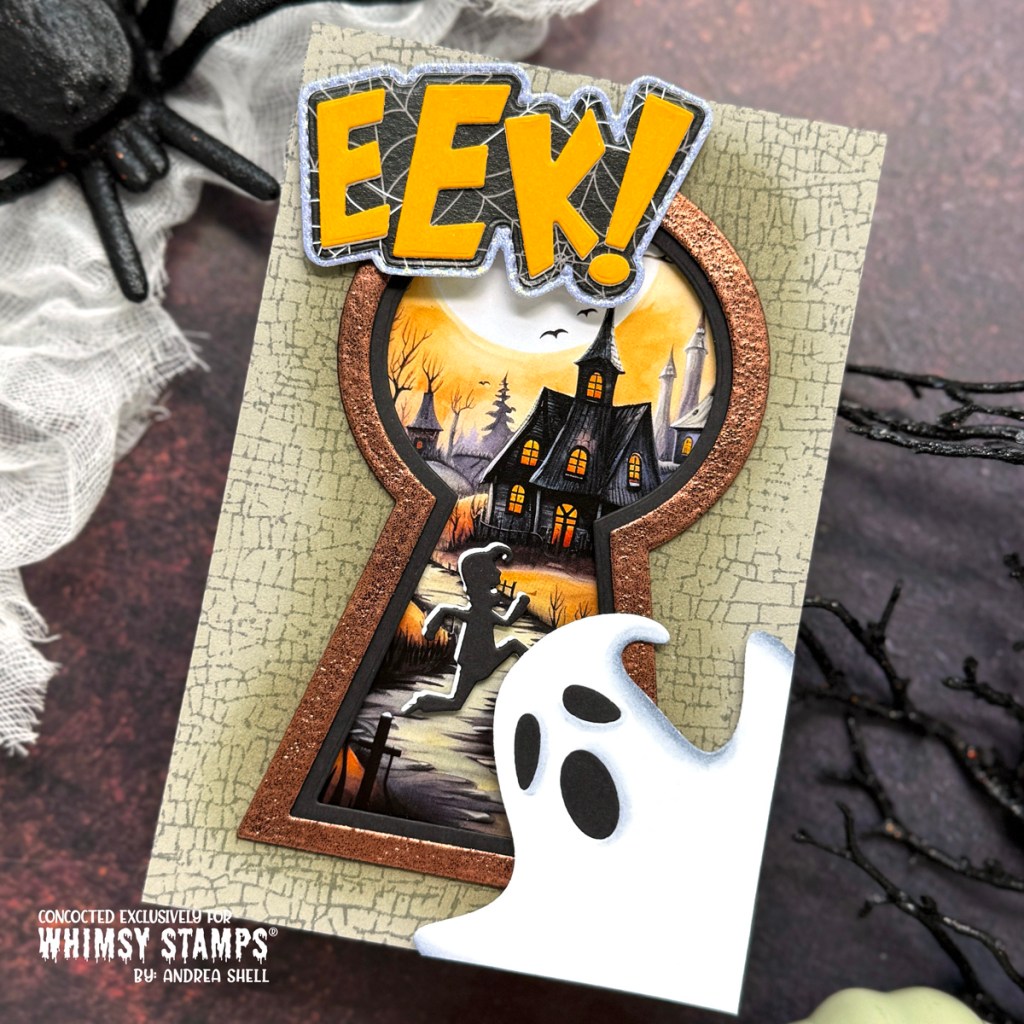 Eek! Scary Ghost card by Andrea Shell | Peeking Ghosts Dies by Whimsy Stamps