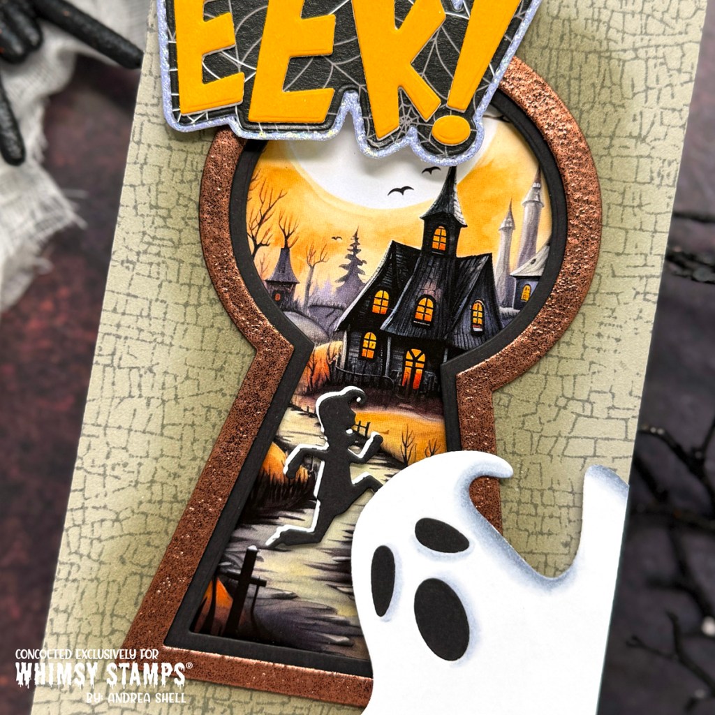 Eek! Scary Ghost card by Andrea Shell | Peeking Ghosts Dies by Whimsy Stamps