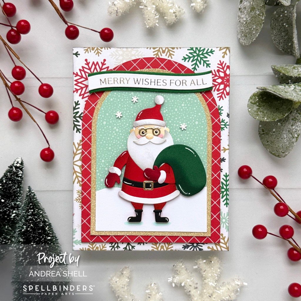 Santa Merry Wishes card by Andrea Shell | The Clauses Dies by Spellbinders