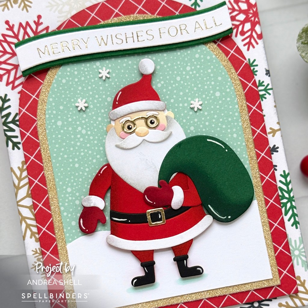 Santa Merry Wishes card by Andrea Shell | The Clauses Dies by Spellbinders