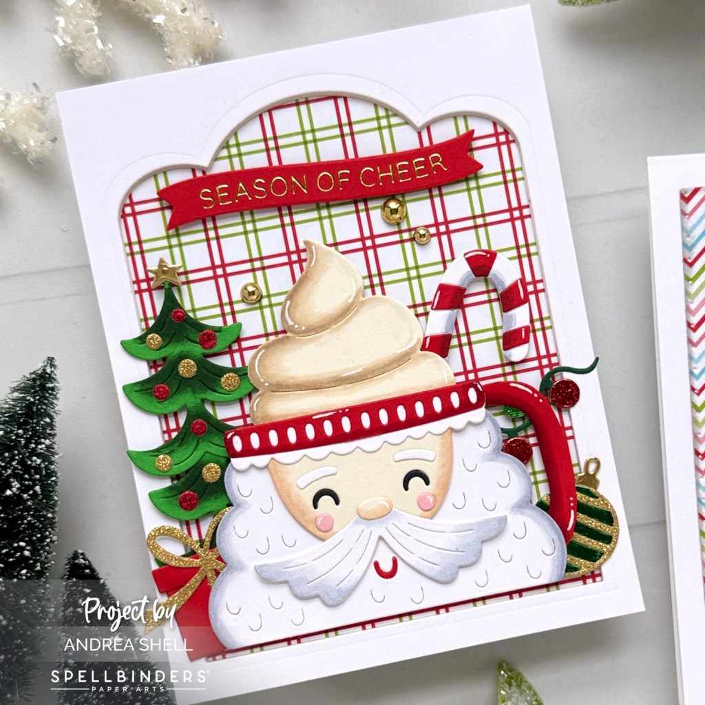 Season of Cheer Santa Mug card by Andrea Shell | Cocoa Wonderland Dies by Spellbinders