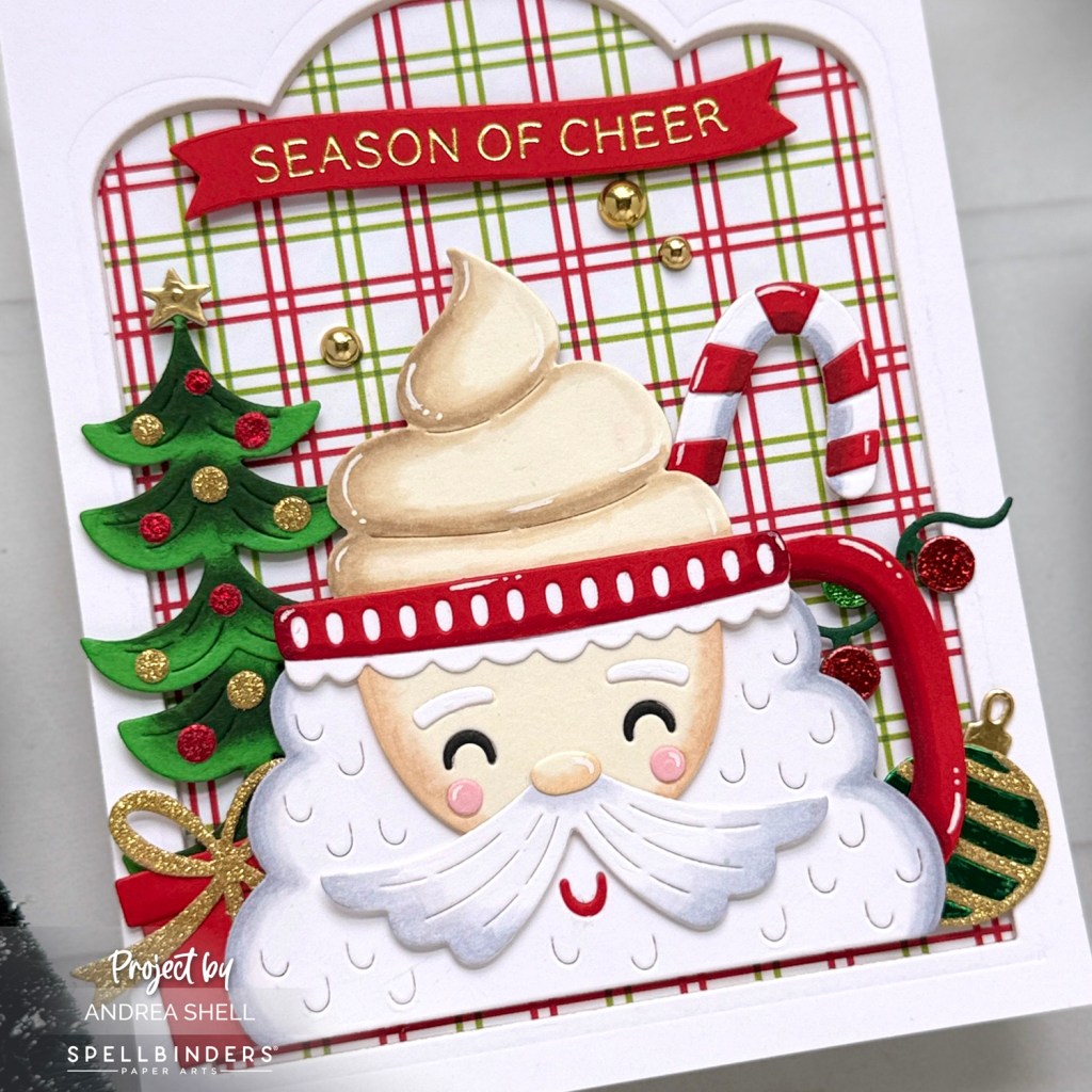 Season of Cheer Santa Mug card by Andrea Shell | Cocoa Wonderland Dies by Spellbinders