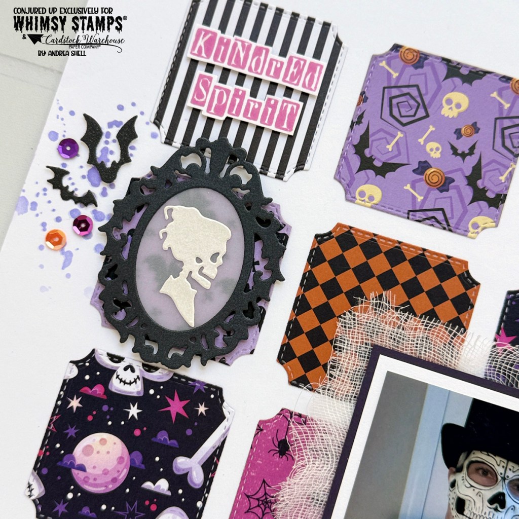 Spooky Halloween Layout by Andrea Shell | Hocus Pocus paper by Whimsy Stamps