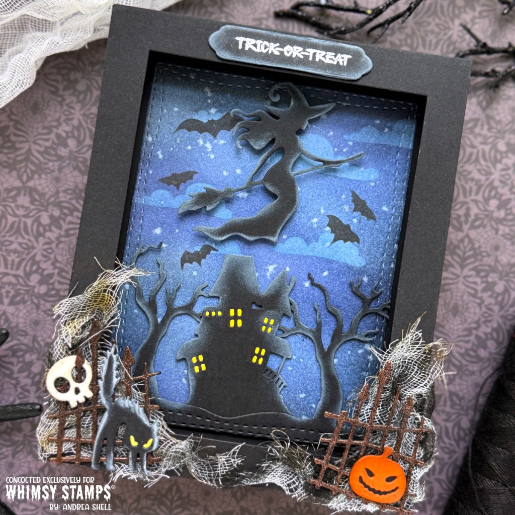 Halloween shadow box by Andrea Shell | Haunted Graveyard Dies by Whimsy Stamps