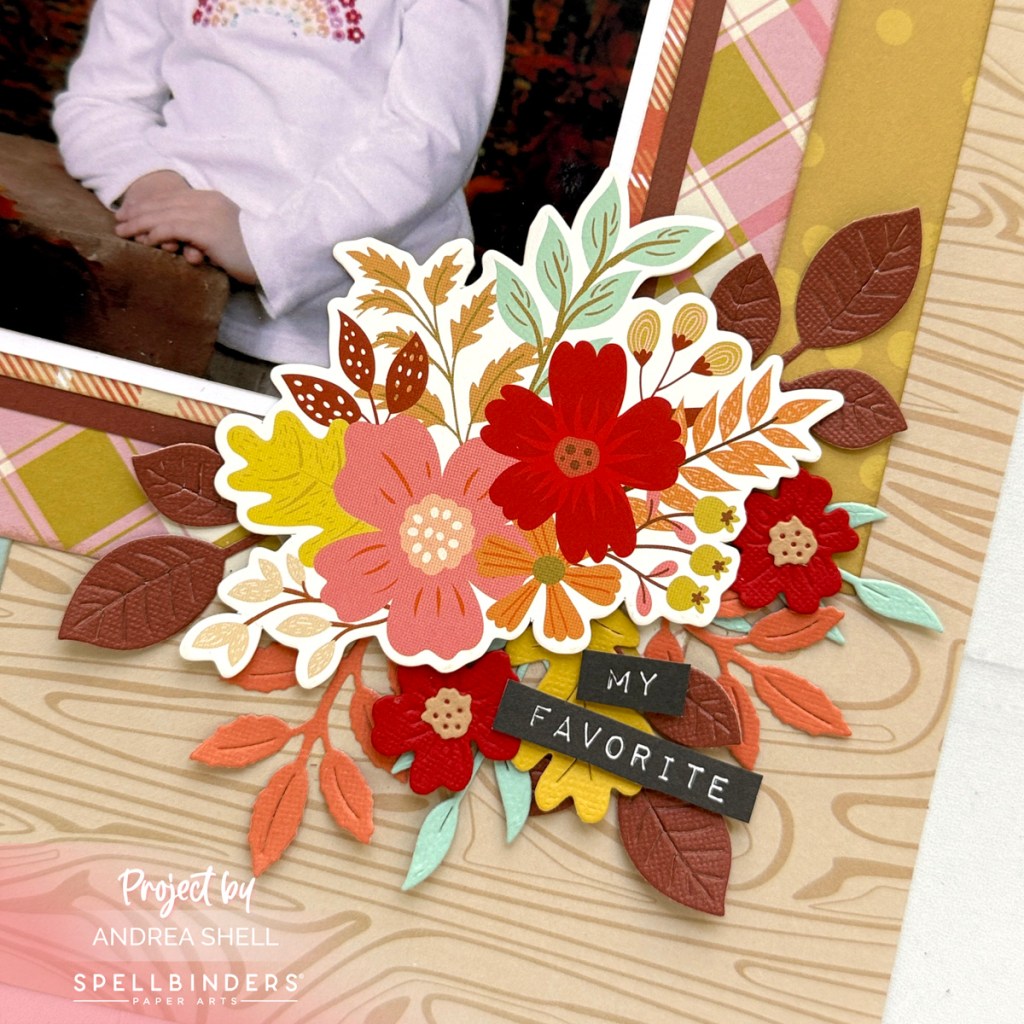 Cutie Pie Fall Scrapbook Layout by Andrea Shell | Autumn Archives Collection by Spellbinders