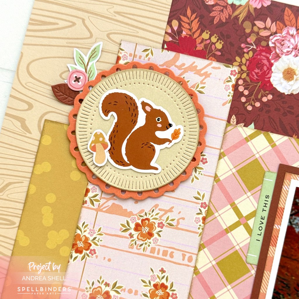 Cutie Pie Fall Scrapbook Layout by Andrea Shell | Autumn Archives Collection by Spellbinders