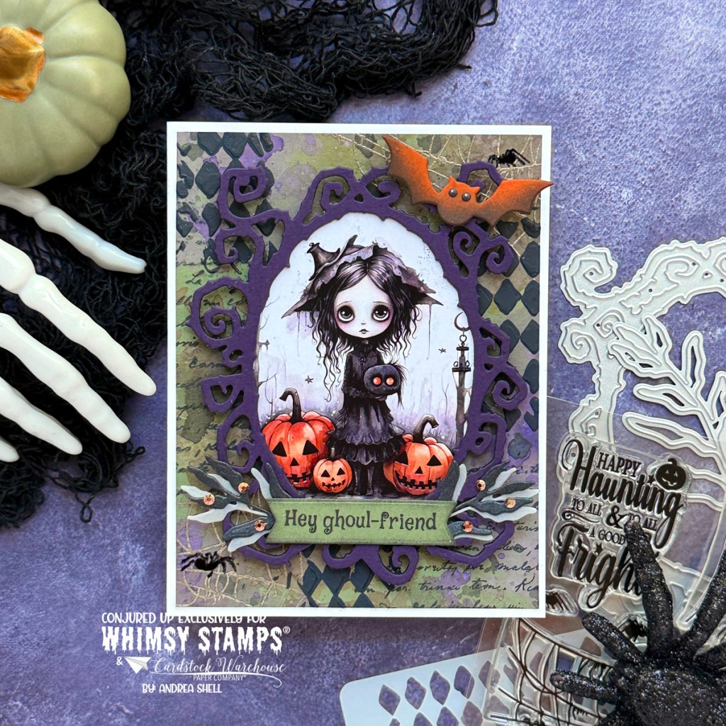 Hey ghoul-friend card by Andrea Shell | Lil Witches Card Fronts by Whimsy Stamps