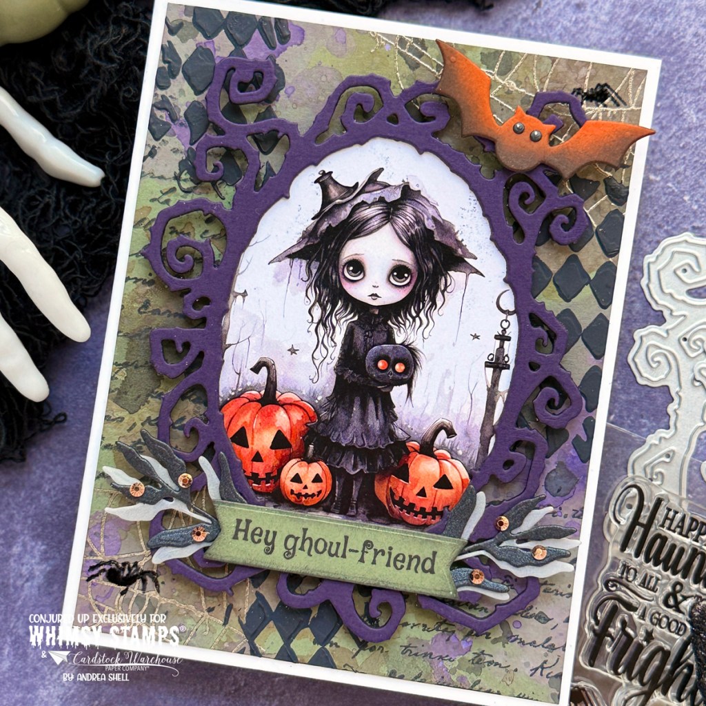 Hey ghoul-friend card by Andrea Shell | Lil Witches Card Fronts by Whimsy Stamps