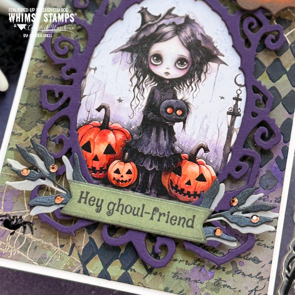 Hey ghoul-friend card by Andrea Shell | Lil Witches Card Fronts by Whimsy Stamps