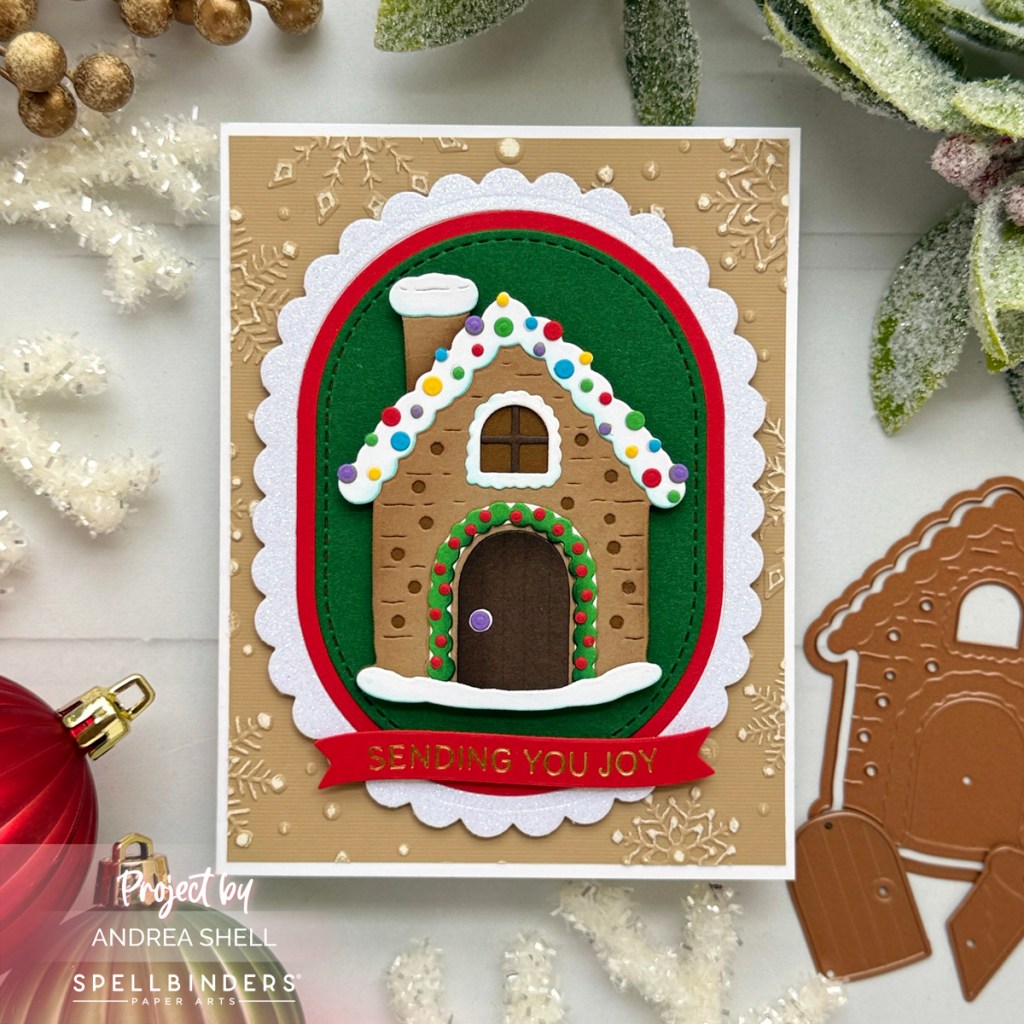 Gingerbread House card by Andrea Shell | Gingerbread House Dies by Spellbinders