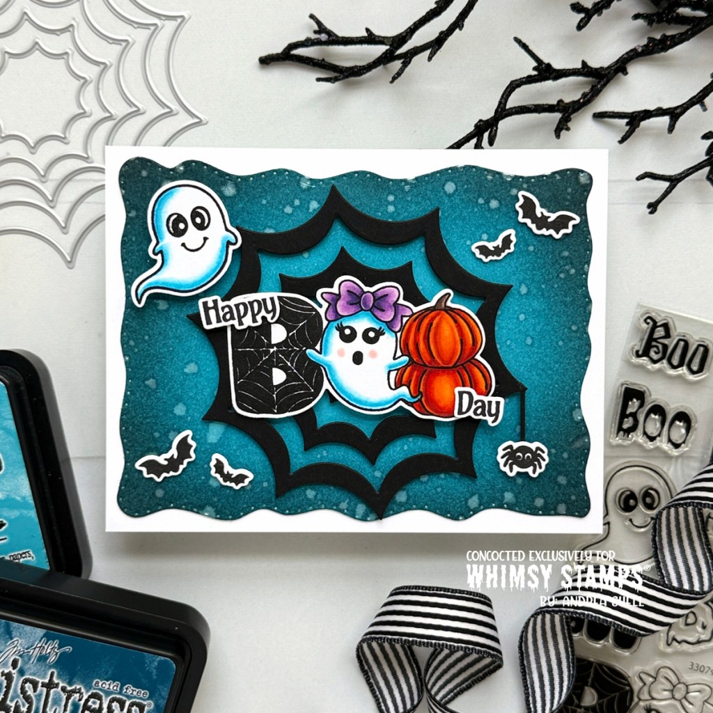 Happy Boo Day card by Andrea Shell | Basically Boo stamp by Whimsy Stamps and Simon Says Stamp