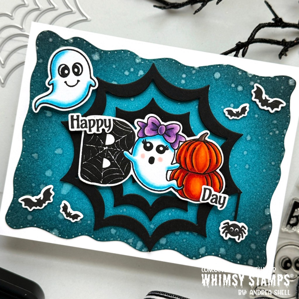 Happy Boo Day card by Andrea Shell | Basically Boo stamp by Whimsy Stamps and Simon Says Stamp