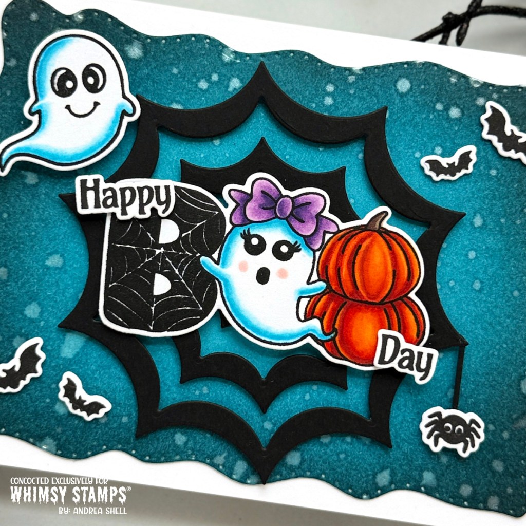Happy Boo Day card by Andrea Shell | Basically Boo stamp by Whimsy Stamps and Simon Says Stamp